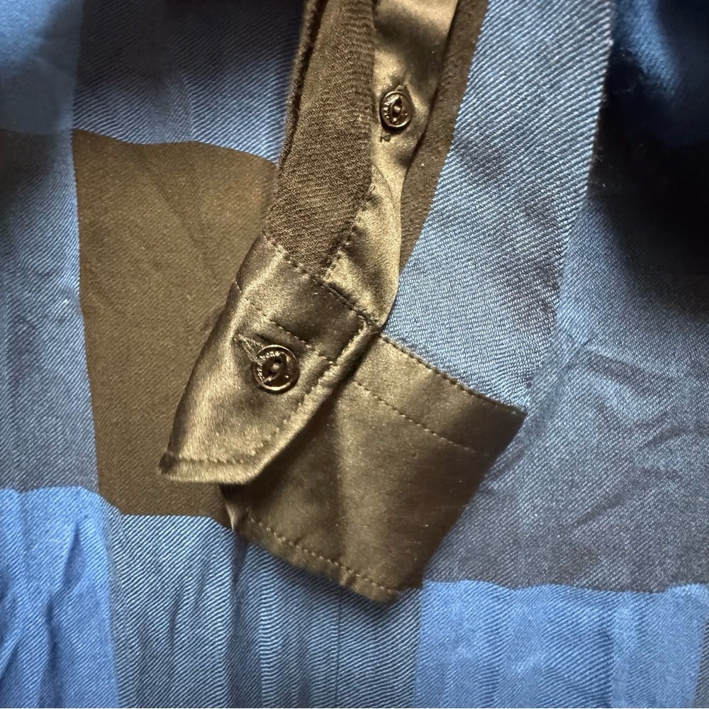 rag & bone Blue and Black Plaid Button Up with Silk Cuffs/Collar - Picture 7 of 8